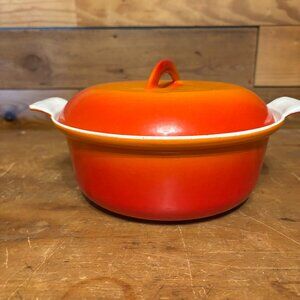 Vintage  Orange Descoware Covered Pan/Casserole Dish 1960's